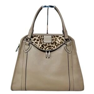 Marc Jacobs Collection Wellington taupe leather leopard calf hair bag Satchel